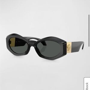 Versace Medusa Plaque Irregular Oval Sunglasses New